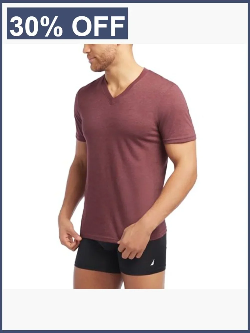 3 Pack Men's Cotton Stretch V-Neck Undershirts - Short Sleeve, Tagless